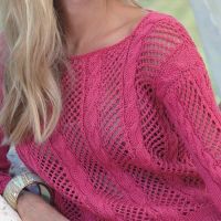 Jersey de trenza y calado en ciclamen